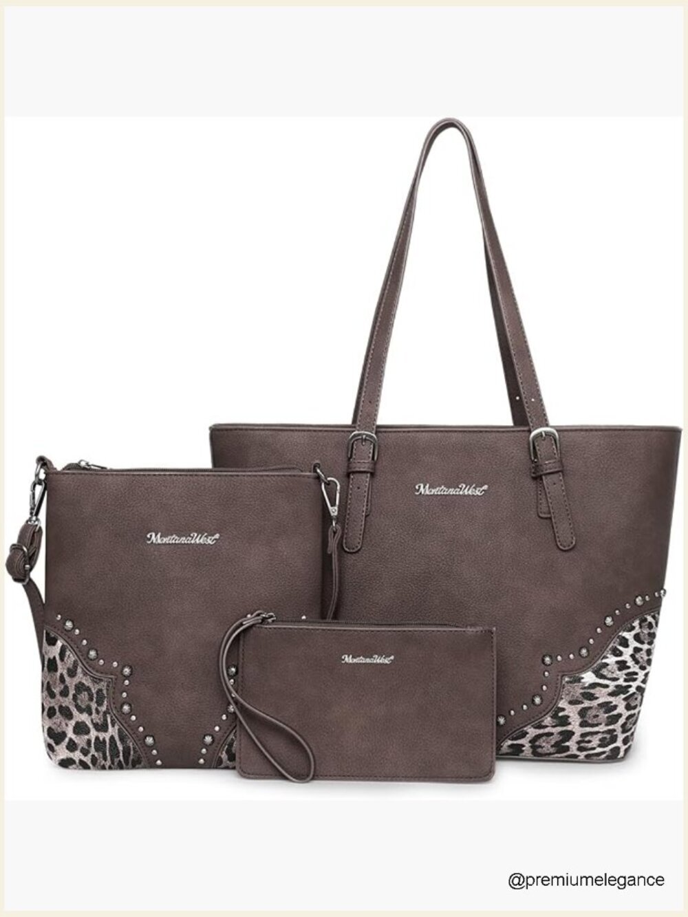 Faux Leather Tote Bag Set - Hobo Crossbody & Wristlet 3pc Set